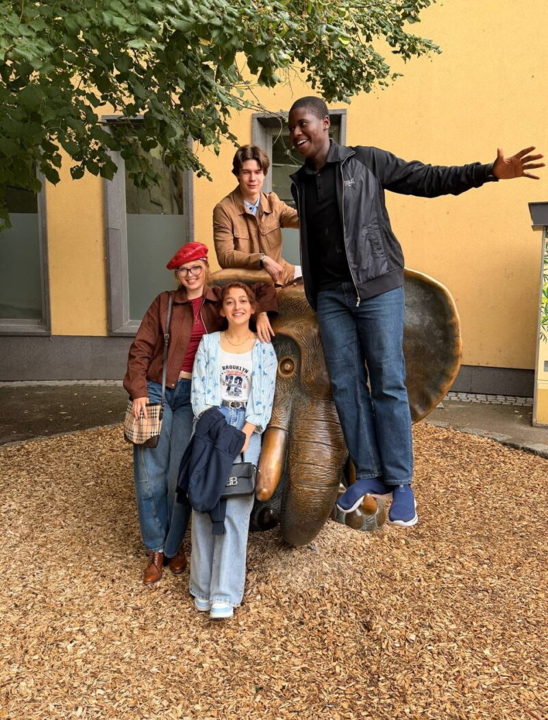 Friends at the Elephant Sculpture at Schönbrunn Zoo